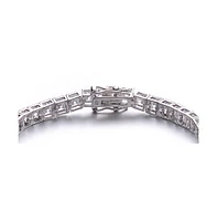 Genevive Sterling Silver Square Cubic Zirconia Stylish Tennis Bracelet