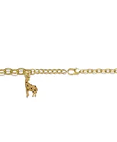 Genevive 14k Yellow Gold Plated with Fancy Cubic Zirconia Giraffe Dangle Charm Bracelet in Sterling Silver
