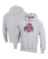 Men's Champion Heathered Gray Ohio State Buckeyes Vault Logo Reverse Weave Pullover Hoodie