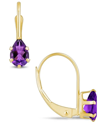 Macy's Gemstone Leverback Earrings 10K Yellow Gold