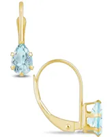 Macy's Aquamarine (3/4 Ct. T.w.) Leverback Earrings 10K Yellow Gold or White