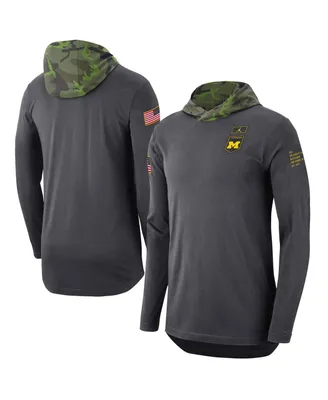 Men's Jordan Anthracite Michigan Wolverines Military-Inspired Long Sleeve Hoodie T-shirt
