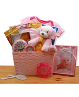 Gbds Puppy Love New Baby Gift Basket - Pink - baby bath set - baby girl gifts