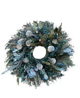 GreenishBlu Silver and Green Real Preserved Wreath, 24"