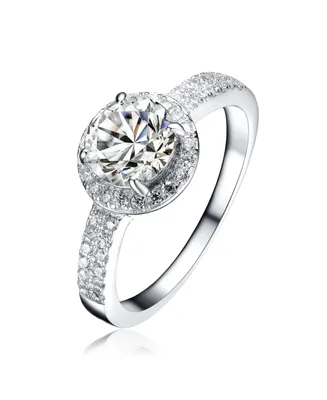 Genevive Sterling Silver Cubic Zirconia Traditional Ring