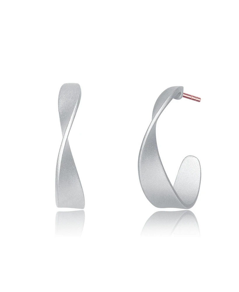 Classy Sterling Silver Twisted Hoop Earrings