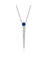 Genevive 14k Yellow Gold Plated with Green & Cubic Zirconia Icicle Journey Pendant Layering Necklace Sterling Silver