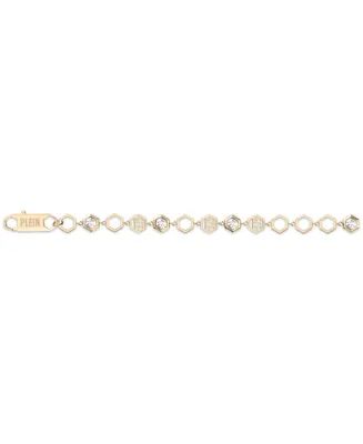 Philipp Plein Gold-Tone Ip Stainless Steel Crystal Hexagon Logo Flex Bracelet