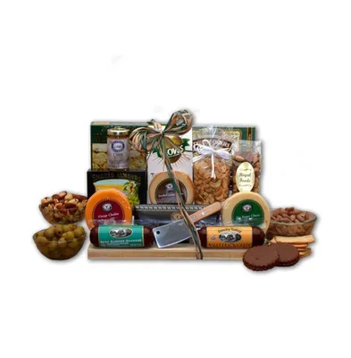 Gbds Ultimate Gourmet Nut & Sausage Board - meat and cheese gift - sausage and cheese gift - 1 Basket