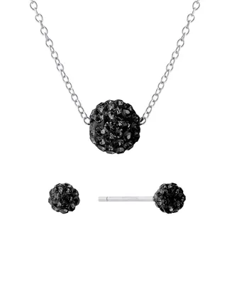 Gianni Bernini 2-Piece Clear Crystal Pave Ball Stud Necklace Set (1.2 ct. t.w.) Sterling Silver