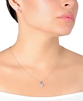 Gianni Bernini 2-Piece Crystal and Cubic Zirconia Heart Ball Stud Necklace Set (1.37 ct. t.w.) in Sterling Silver