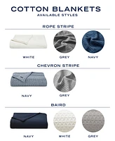Nautica Rope Stripe Woven Cotton Reversible Blanket