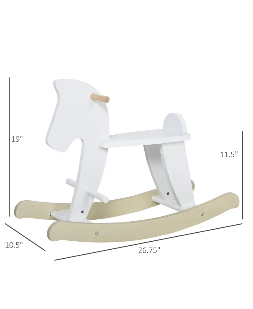 Qaba Wooden Rocking Horse Baby Ride-On Toy for Kids 3-6 Years, White