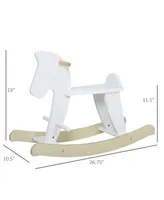 Qaba Wooden Rocking Horse Baby Ride-On Toy for Kids 3-6 Years, White