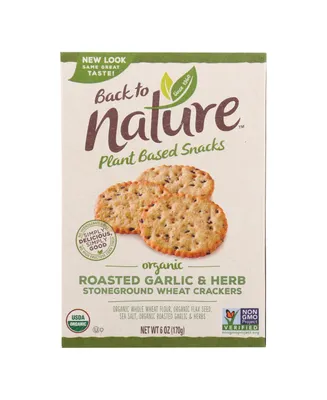 Back To Nature Crackers - Roasted Garlic and Herb Stoneground Wheat - Case of 6 - 6 oz.