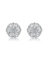 Rachel Glauber White Gold Plated Cubic Zirconia Stud Earrings