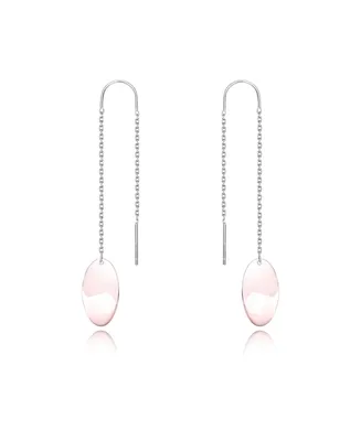 Genevive Classy Sterling Silver Oval Rose Gold Plated Metals Dangling Earrings