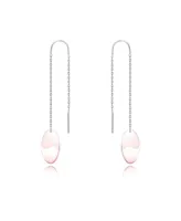 Genevive Classy Sterling Silver Oval Rose Gold Plated Metals Dangling Earrings