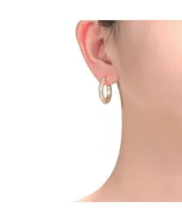 14K Gold Plated Ribbed Hoop Earrings