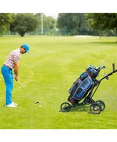 Costway Foldable 3 Wheel Steel Golf Pull Push Cart Trolley Club