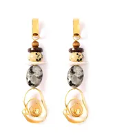 Nectar Nectar New York Water Swirls Fresh Water Pearl Dalmation Jasper Earrings