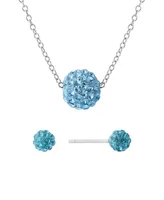 Gianni Bernini 2-Piece Clear Crystal Pave Ball Stud Necklace Set (1.2 ct. t.w.) Sterling Silver