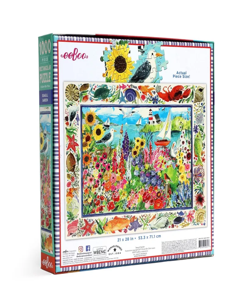 Eeboo Piece and Love Seagull Garden 1000 Piece Rectangular Adult Jigsaw Puzzle Set