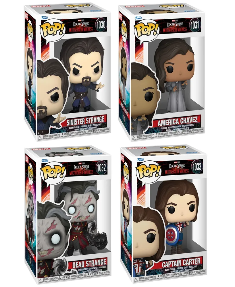 Funko Pop Marvel Movies Doctor Strange in the Multiverse of Madness America Chavez in Cloak Sinister Strange Dead Strange Captain Carter 4 Figure Coll