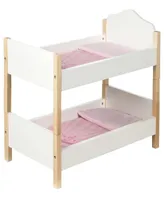 Roba-Kids Doll Separable Bunk Bed 5 Piece Set Scarlett Crown White with Blankets Pillow Children's Pretend Play