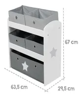 Roba-Kids Play Shelf Stars Children's Multi Bin Toy Organizer Shelf Storage Cabinet with Fabric Boxes Set