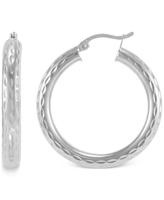 Giani Bernini Textured Tube Medium Hoop Earrings, 30mm, Created for Macy's