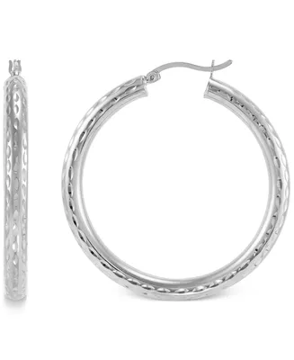 Giani Bernini Textured Tube Medium Hoop Earrings, 40mm, Created for Macy's