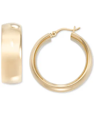 Wide Polished Small Hoop Earrings 14k Gold-Plated Sterling Silver, 20mm