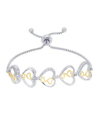Macy's Diamond Accent Rose Gold-tone Colored Heart Adjustable Bolo Bracelet