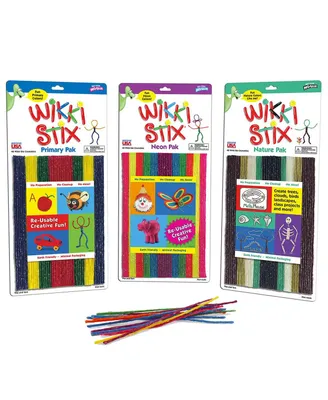 Wikki Stix Triple Pak - Nature, Primary, Neon - 144 Pieces