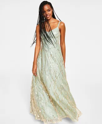 Say Yes Juniors' Sequin-Embellished Ball Gown, Created for Macy's