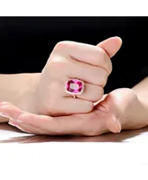 Genevive Sterling Silver Ruby Cubic Zirconia Statement Ring