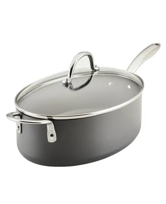 Rachael Ray Hard Anodized 5 quart Nonstick Oval Saute Pan with Helper Handle and Lid