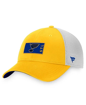 Men's Fanatics Gold, White St. Louis Blues Authentic Pro Rink Trucker Snapback Hat