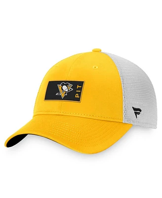 Men's Fanatics Gold, White Pittsburgh Penguins Authentic Pro Rink Trucker Snapback Hat