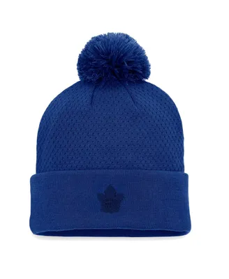 Women's Fanatics Blue Toronto Maple Leafs Authentic Pro Road Cuffed Knit Hat with Pom