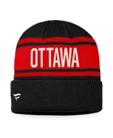 Men's Fanatics Black and Red Ottawa Senators True Classic Retro Cuffed Knit Hat
