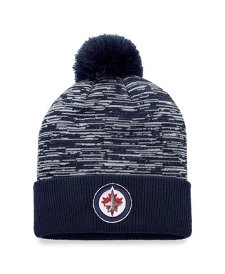 Men's Fanatics Navy Winnipeg Jets Defender Cuffed Knit Hat with Pom