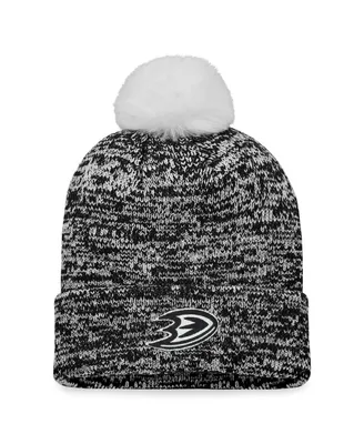 Women's Fanatics Black Anaheim Ducks Glimmer Cuffed Knit Hat with Pom