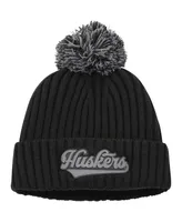 Men's adidas Charcoal Nebraska Huskers Modern Cuffed Knit Hat with Pom