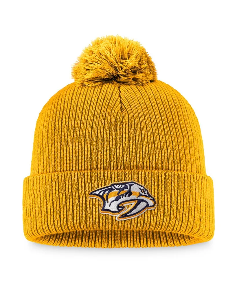 Men's Fanatics Gold Nashville Predators Core Primary Logo Cuffed Knit Hat with Pom