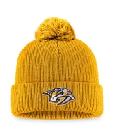 Men's Fanatics Gold Nashville Predators Core Primary Logo Cuffed Knit Hat with Pom