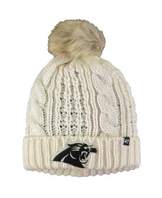 Women's '47 Brand Cream Carolina Panthers Meeko Cuffed Knit Hat With Pom