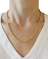 Polished Square Wheat 20" Chain Necklace (3mm) in 14k Gold