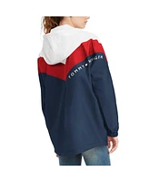 Women's Tommy Hilfiger White, Red New England Patriots Staci Half-Zip Hoodie Windbreaker Jacket